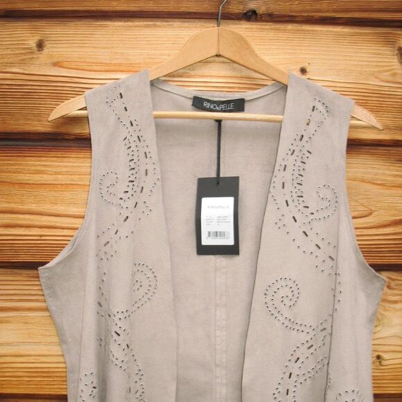 NWT Rino & Pelle Faux Suede Laser Cut Vest - Picture 3 of 9